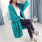 Autumn and Winter Casual Thick Sweater Knitted Cardigan Loose Top Mid-length Solid Color Women's Jacket