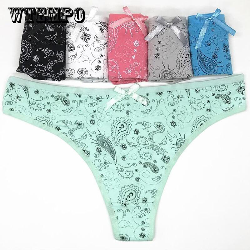 6 Pcs/Lot Cotton Briefs Sexy Low Waist Underwear Womens Panties Thong G-String Lingerie