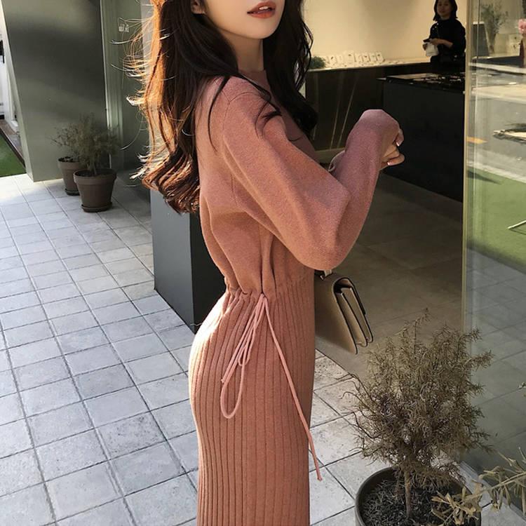 Long sweater women's autumn and winter new thickening bottoming skirt loose waist slimming skirt