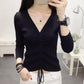 All-match Autumn and Winter V-neck Woolen Sweater Slim Slimming Long-sleeved Knitted Bottoming Shirt Top Pullover Sweater Women