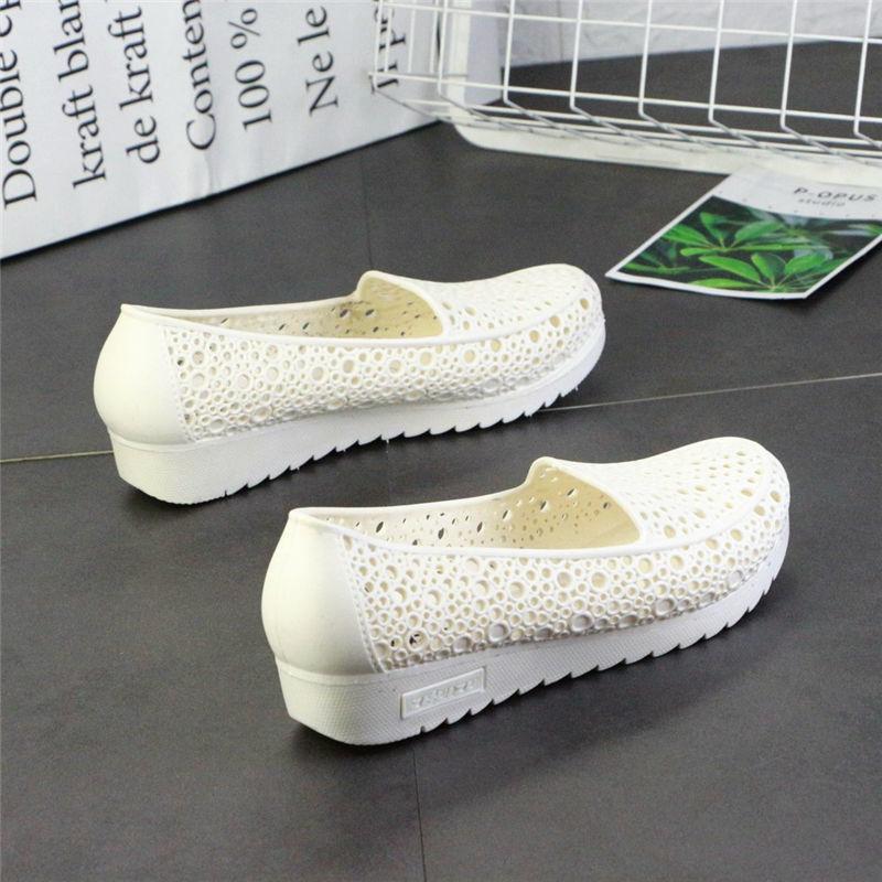 Nurse Shoes Slope Heel Hole Shoes Non-slip Shoes for Pregnant Women Mother Shoes Plastic Sandals Women's White