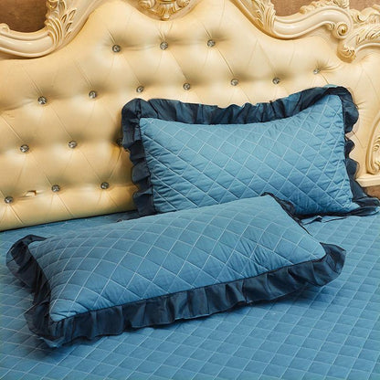 Korean Style Lace Solid Color Plus Cotton Pillowcase A Pair of Quilted Pillowcase Adult Pillowcase