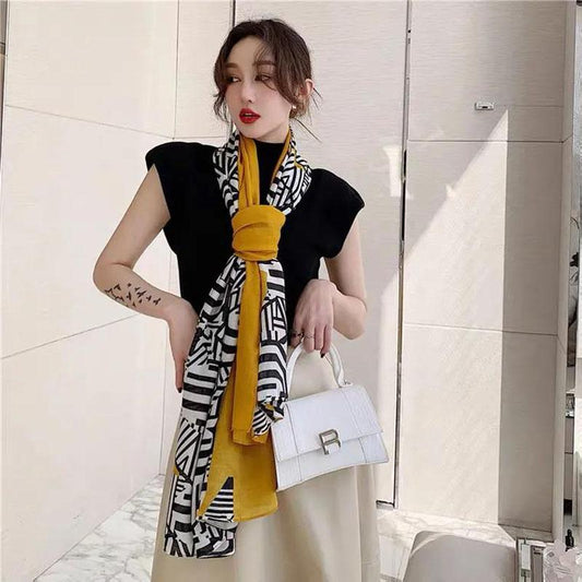 Autumn and Winter Cotton and Linen Scarf Oversized Korean Style Wild Fashion Shawl Dual-use Scarf