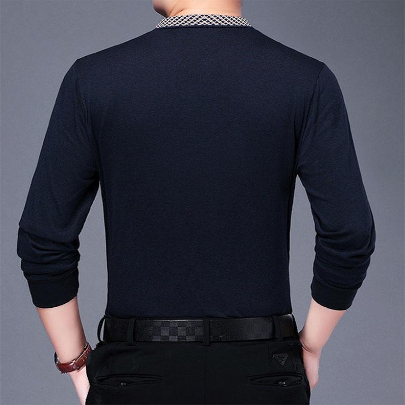 Autumn Long-sleeved POLO Shirt Middle-aged Men's Lapel Business Shirt Thin Dad Outfit