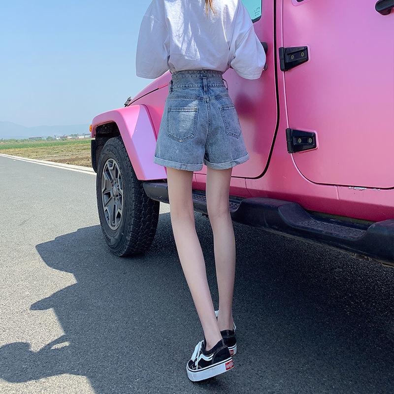 WTEMPO High Waist Washed Denim Summer Women Denim Shorts Ripped Hole Jeans  Casual Shorts