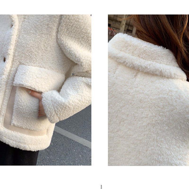 Faux Lamb Wool Coat Women Autumn and Winter All-match Thick Fur Wool One Lamb Wool Ladies Stand-up Collar Warm Loose Jacket