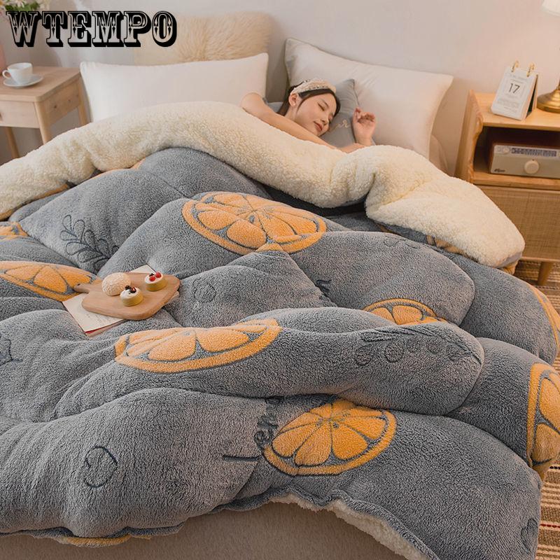 Bedspread Quilt Snow Fleece Winter Quilt Thicker Warmth Winter Student Dormitory Single Double Quilt Lamb Velvet Quilt