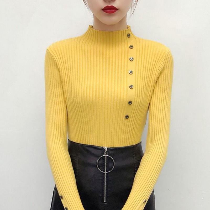 Slim High-neck Sweater Women's Long-sleeved Sweater Warm Top Spring and Autumn Solid Color