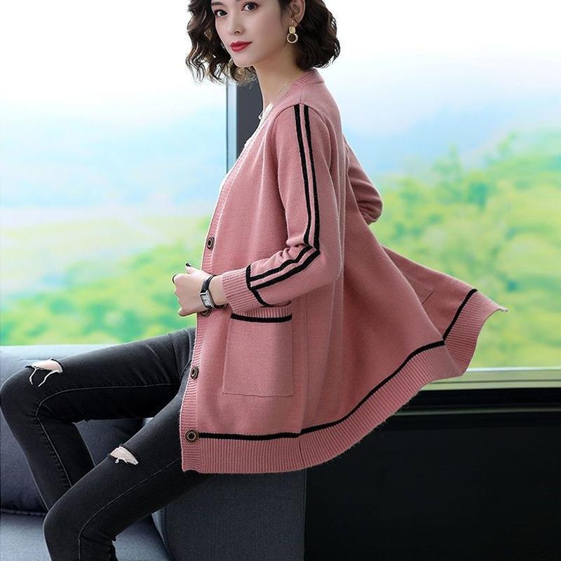 Cardigan Large Size Coat Women Loose Outer Wear Casual Sweater Spring Mid-length Knitted Sweater