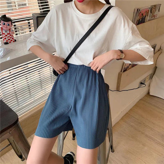 WTEMPO Sports Shorts Female Summer High Waist Student Loose Slimming Wide-leg Pants Women Loose Casual Five-point Pants