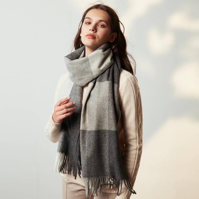 Winter Women Real Cashmere Solid Scarf Thicken Warm Shawls and Wraps Female Scarves Ladies