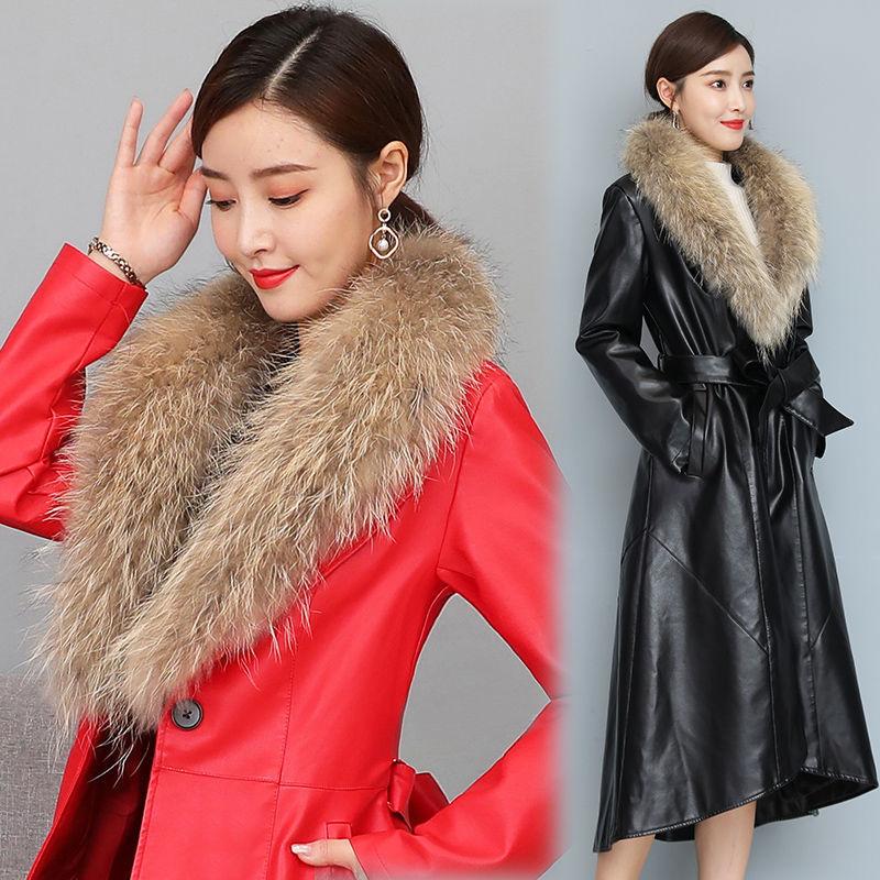 Winter Women's Fur Coat  Plush Thickening Medium Length Women's Leather Coat Slim Closing Woman Parka Coat