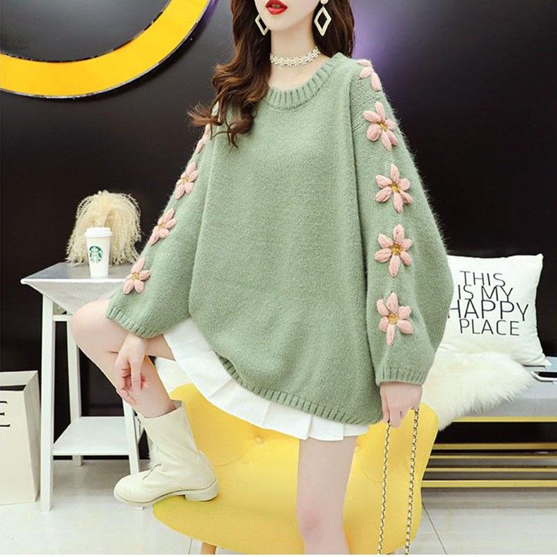 Autumn and Winter Loose Sweater Fashion Casual Jacket Korean Style Simple Young Women's Bottoming Shirt