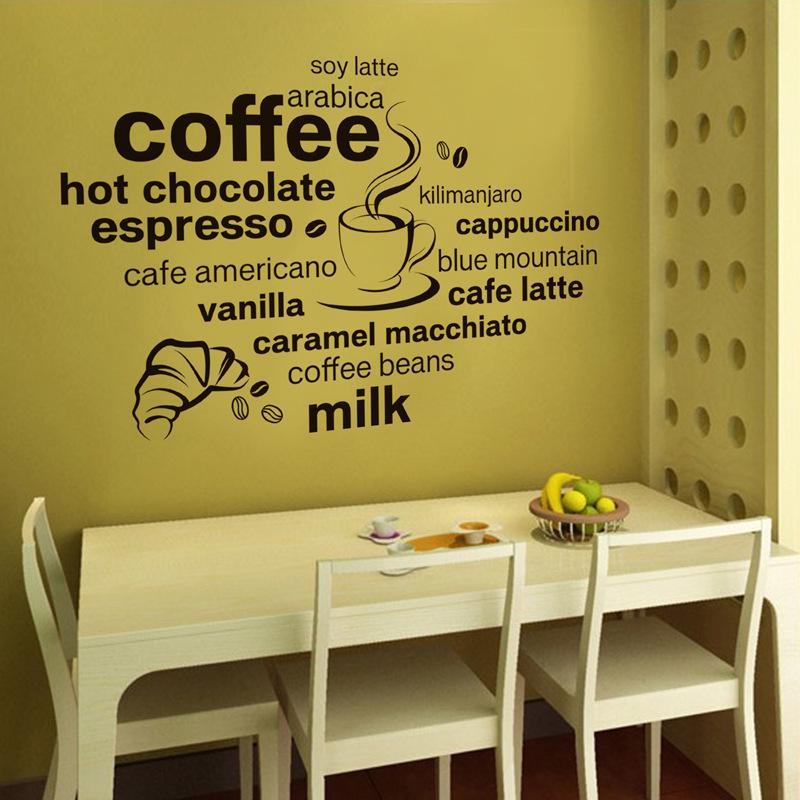 coffee shop room background decorative wall stickers fashion English decoration relax time wallpaper