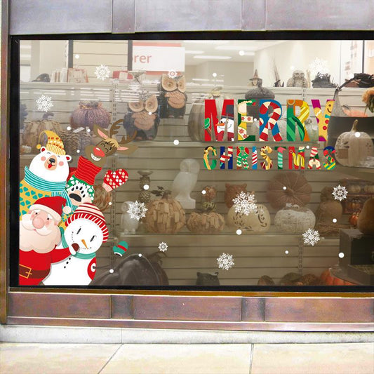 Santa Claus wall stickers greet Christmas window glass layout background decorative wallpaper