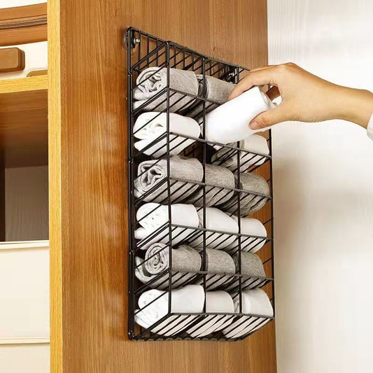 18 Grid Home Wardrobe Hanging Rack Socks Underwear Storage Shelf Wall Hanging Free Perforated Storage Lattice Dormitory Clothes Storage Box