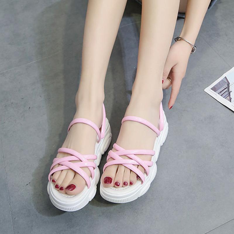 Summer Sports Slippers Female Korean Fashion Thick-soled Sponge Cake Student Wild Bear Outdoor Beach Shoes