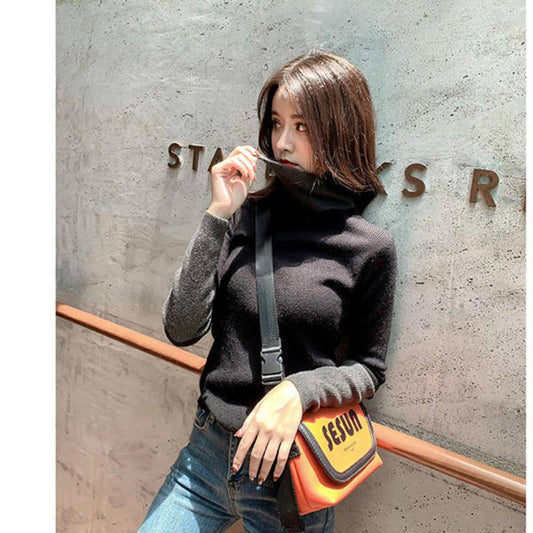 Slim Turtleneck Bottoming Sweater Women's Long-sleeved Hit Color Sweater Autumn and Winter