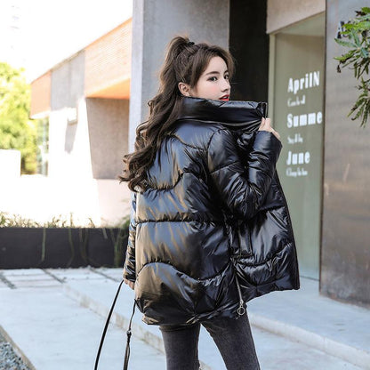 Disposable Bright Face Women's Cotton-padded Jacket Winter Loose Cotton-padded Jacket Casual Stand-collar Padded Jacket