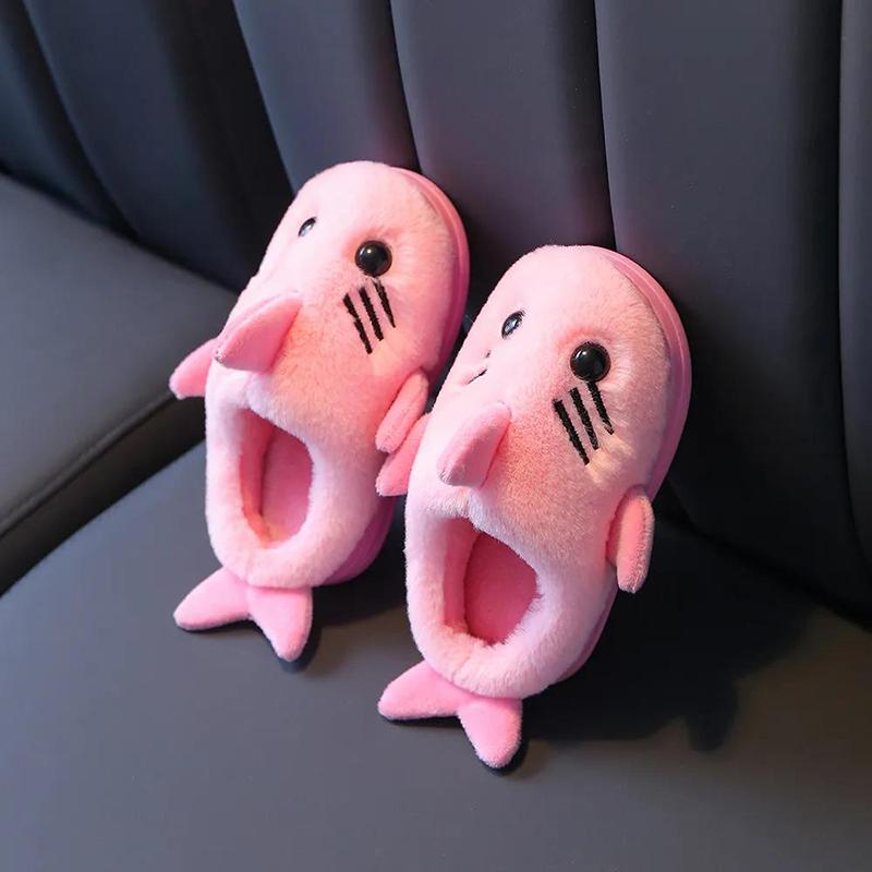 Children's Cotton Slippers Winter Cartoon Fish Boys and Girls Warm Thick Anti-skid Soft Bottom Home Indoor Baby Cotton Shoes