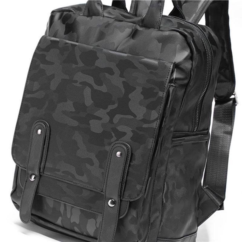 Camouflage Backpack Men Leather Anti-theft Waterproof Student Computer Outdoor Leisure Travel Bags