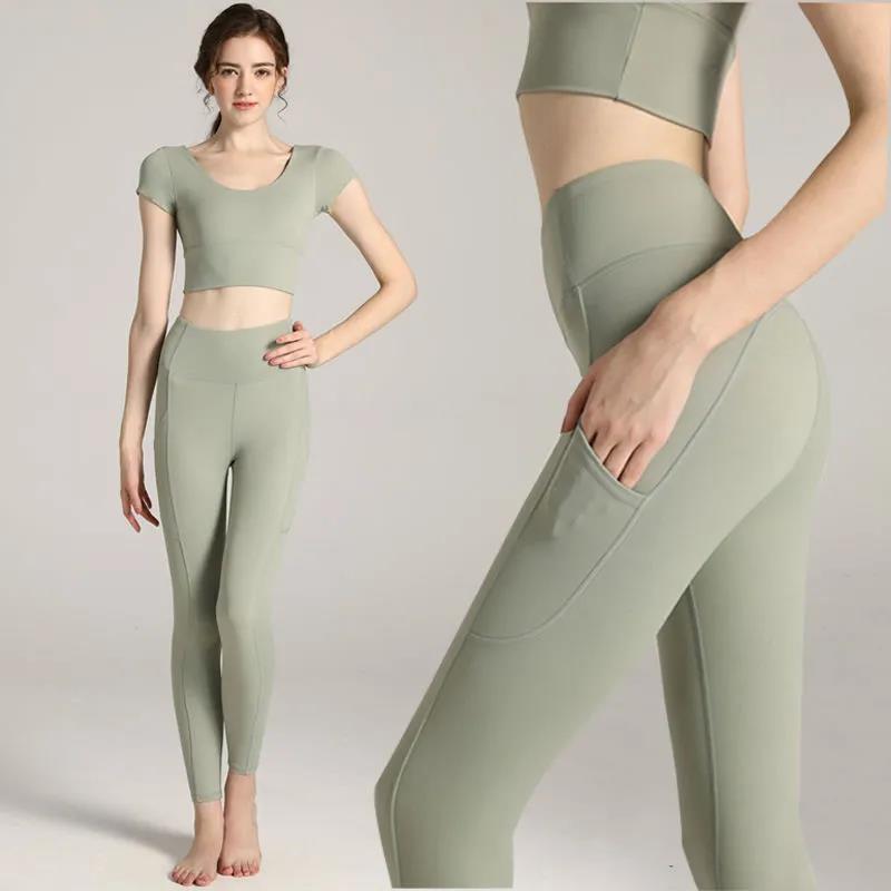 Seamless Women Yoga Set Workout Sportswear Gym Clothing Fitness Long Sleeve Crop Top High Waist Leggings Sports Suits