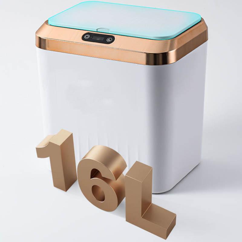 16L Battery Type Smart Sensor Trash Can Automatic with Lid Household Kick Kitchen Toilet Bathroom Living Room Deodorant Bucket Large