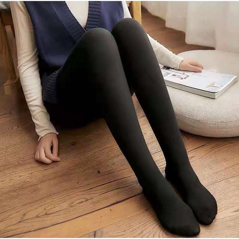 Winter Cotton Plus Velvet Thick Heat Storage Leggings Outer Wear Thin One-piece Pants Large Size High-waist Cotton Vertical Striped Thermal Pants