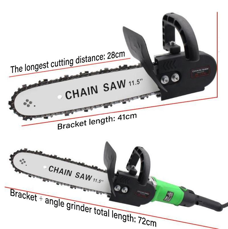 11.5 Inch Chain Saw Plus A Spare Chain Chain Saw Bracket Set with Angle Grinder Wood Sawing Tool