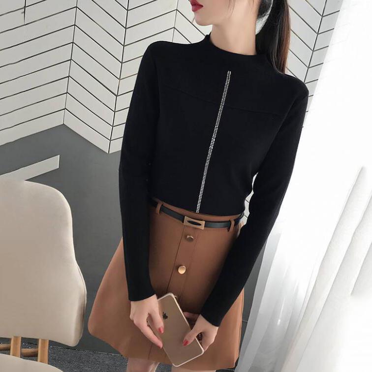 Sweater Women Solid Slim Half-neckline Warm Knitwear Winter Long Sleeve Turtleneck jumper Top