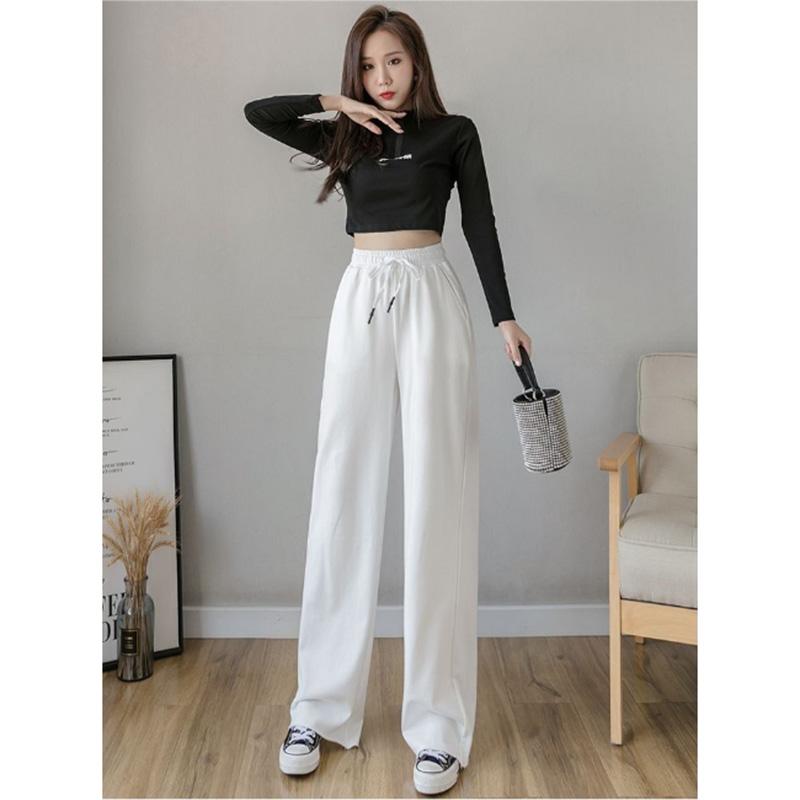 Drape Wide-leg Pants Women's Spring High Waist Loose Straight Solid Color Sports Pants Student Sports Casual Sweatpants