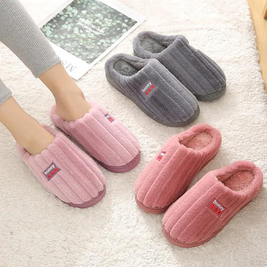 Winter Cotton Shoes Women Platform Slippers Plus Size Thick Warm Slides Mens Indoor Casual Non Slip Slipper