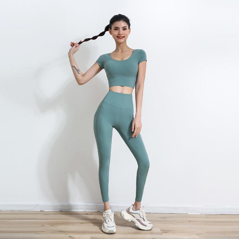 Seamless Women Yoga Set Workout Sportswear Gym Clothing Fitness Long Sleeve Crop Top High Waist Leggings Sports Suits