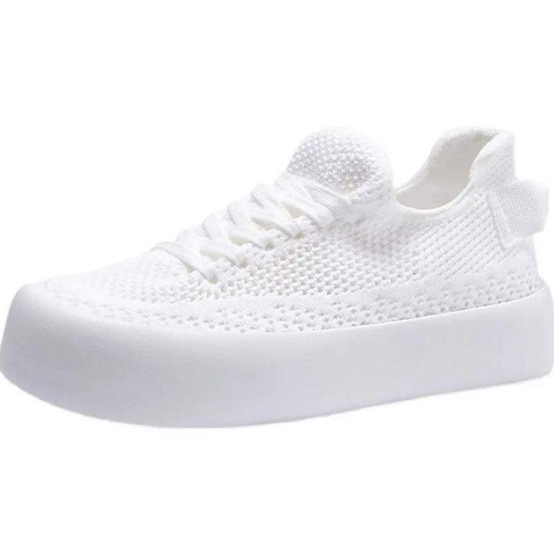 Knitted Mesh Thick-soled Small White Shoes Women Summer Wild Sports Sponge Cake Bottom Breathable Big Head Net Shoes Tide