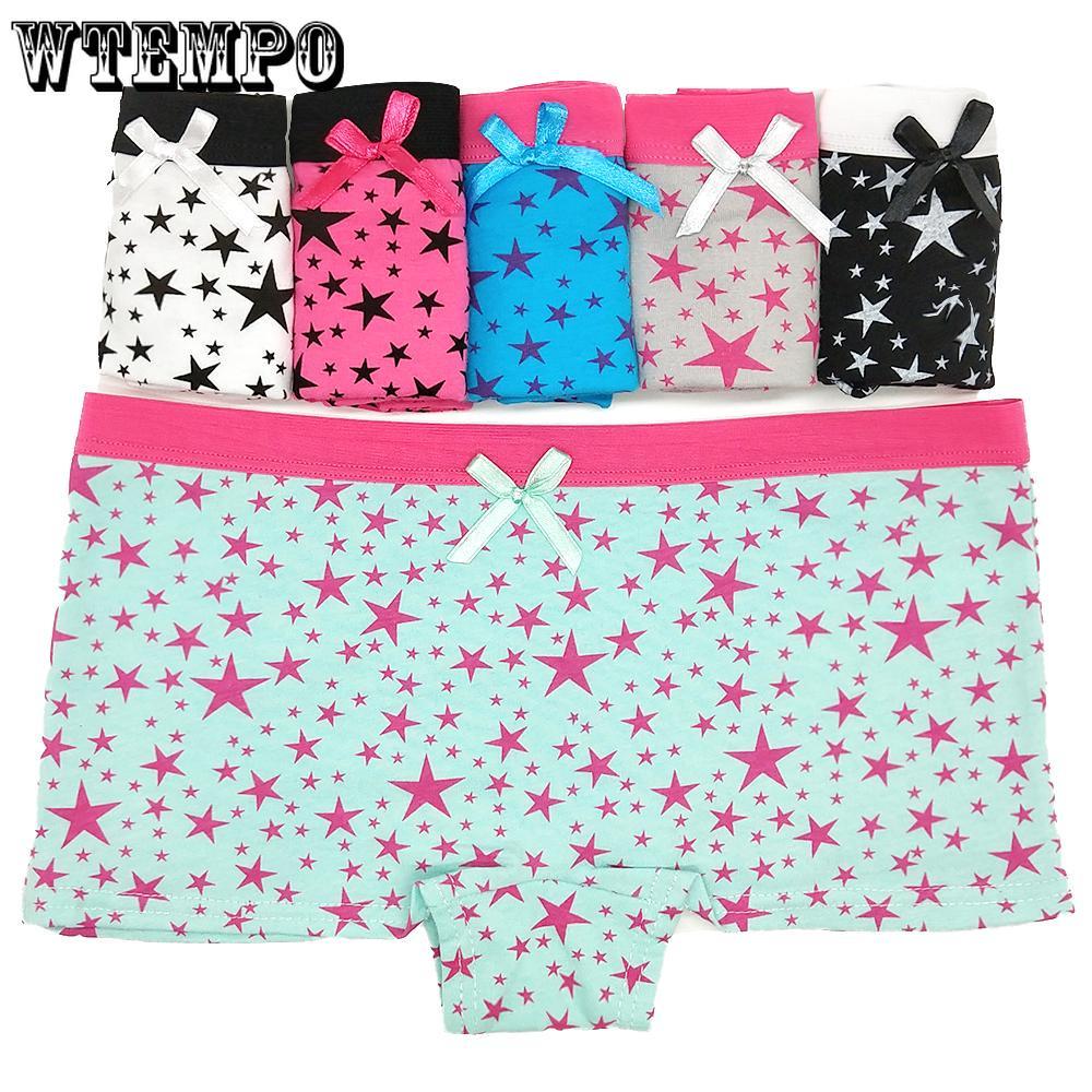 6 pcs/lot Woman Underwear Cotton Boxers Shorts Panties Star Boyshorts Knickers for Women