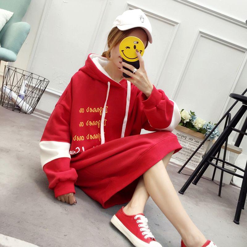 Long sleeve warm hooded Top Autumn winter sweater cotton women Sweatshirt wild large size