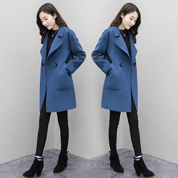 Autumn and Winter Women's Mid-length Woolen Coat Fashionable Large Size Woolen Coat Loose Small Woolen Coat