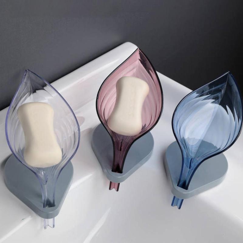 Creative Leaf Soap Box Decorative Soap Container Storage Drain Sucker