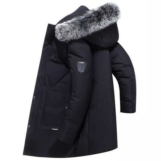 Men's Down Jacket Big Fur Collar Mid-length Korean Winter Jacket Thickened To Keep Warm