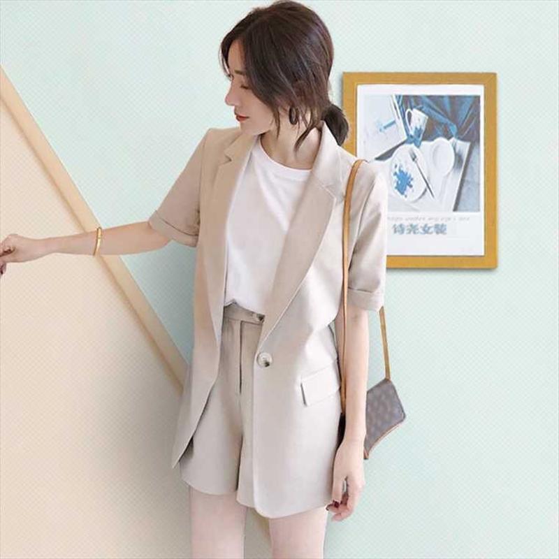 Summer Temperament Short-sleeved Small Suit Jacket Female Shorts Casual Suit Two-piece Suit Casual Suit Suit Elegant Temperament