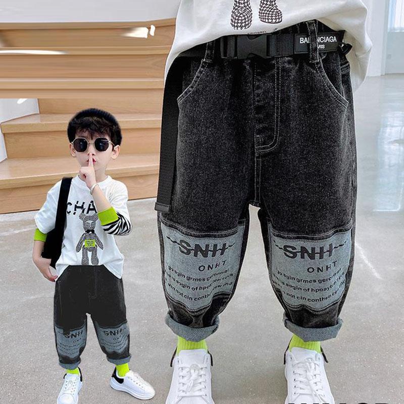 Boys Jeans All-match Casual Pants Children's Pants Trousers Spring and Autumn Casual Pants Loose Printed Jeans