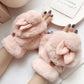 Cute Girl Gloves Winter Korean Version of Student Cute Rabbit Flip Open Finger Plush Plus Velvet Gloves