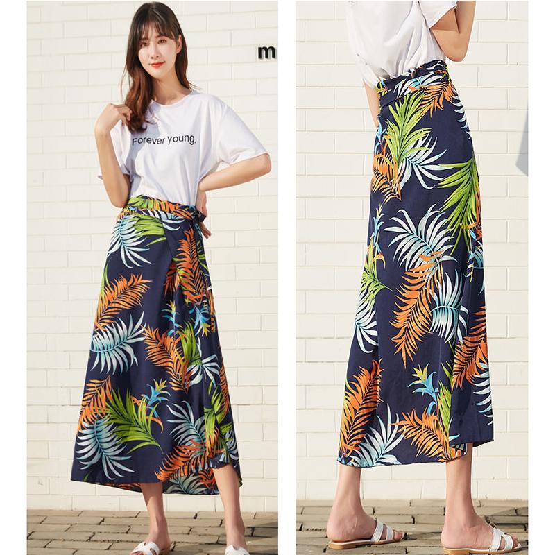 Chiffon Tie Skirt One-piece Skirt Female Half-length Skirt Mid-length Beach Holiday Beach Skirt Sun Protection One-piece Wrap Skirt