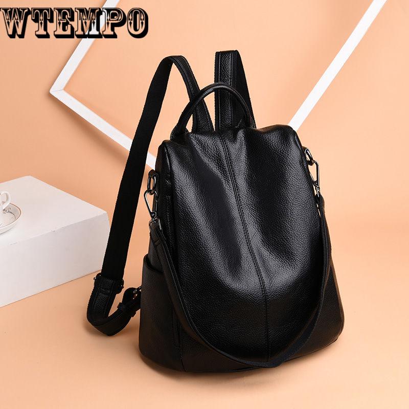 Women Backpack Leather School Bags For    Female Tassel Small Backpack