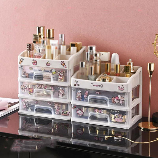 Cosmetic Storage Box Desktop Make Up Cosmetics Organizer for Bedroom Plastic Toiletries Makeup Jewelry Storage Box