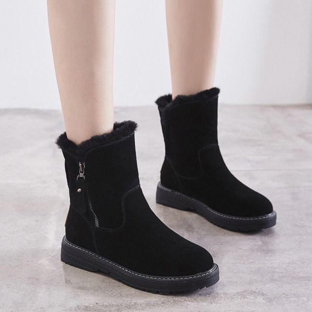 Women Snow Boots Warm Fur Plush Winter Ankle Boot Plus Size Platform Ladies Suede Shoes Female