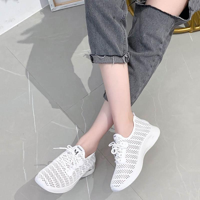 2021 Spring Summer Sports Shoes Women's Breathable Hollow Mesh Shoes Versatile Casual Shoes Lightweight Soft Sole