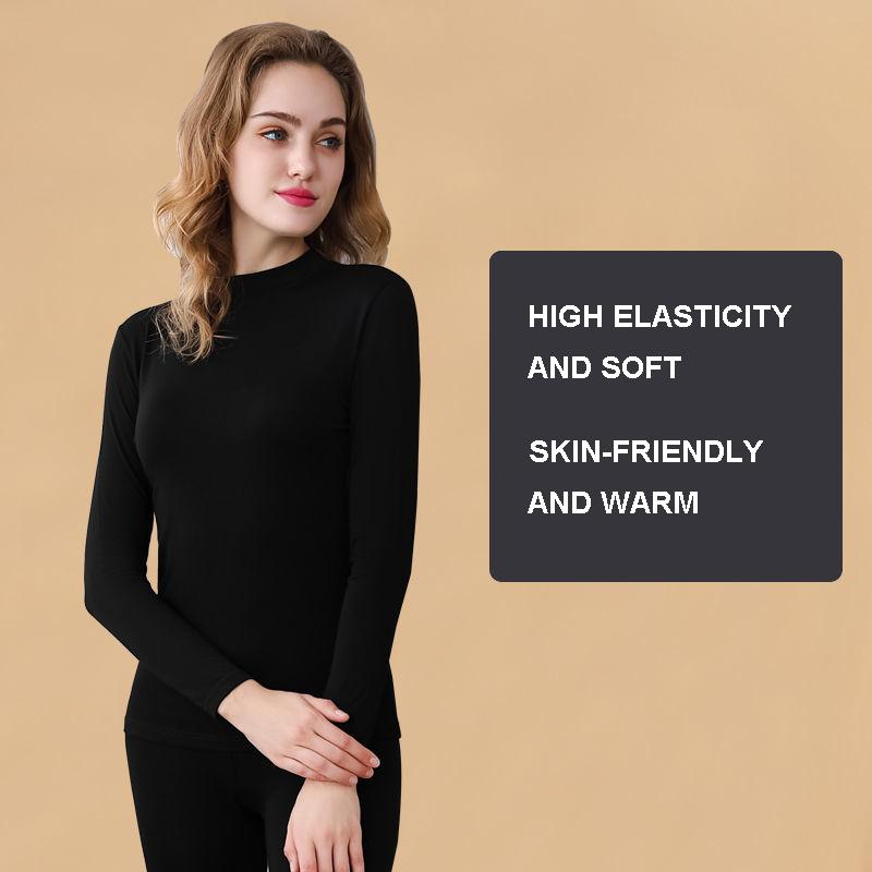 Autumn Clothing Long Trousers Suit Women's Mid-collar Half High-neck Thermal Underwear Thin Section Slimming Line Pants