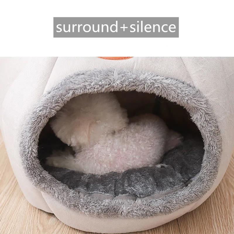 Dog Kennel Keep Warm In Winter Cat House Closed Pet Plush House Teddy Kennel Supplies Removable and Washable Pet Dogs Cat House Doggy Cushion Basket