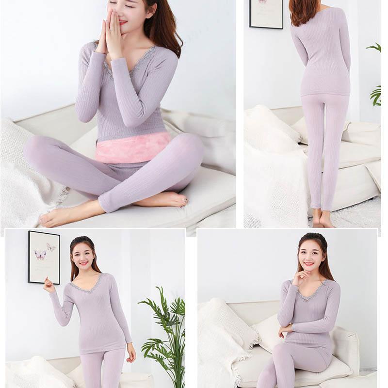 Thermal Underwear Women Plus Velvet Thickening Suit Body Slimming Tight-fitting Autumn Clothes Long Trousers Cotton Sweater Base Winter